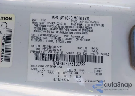 2019 Ford Mustang Ecoboost Premium from USA, damaged, VIN 1FATP8UH9K5138722